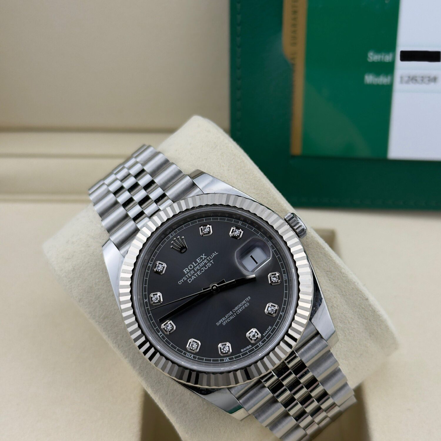 Rolex Datejust Diamond Grey Dial 41mm 126334