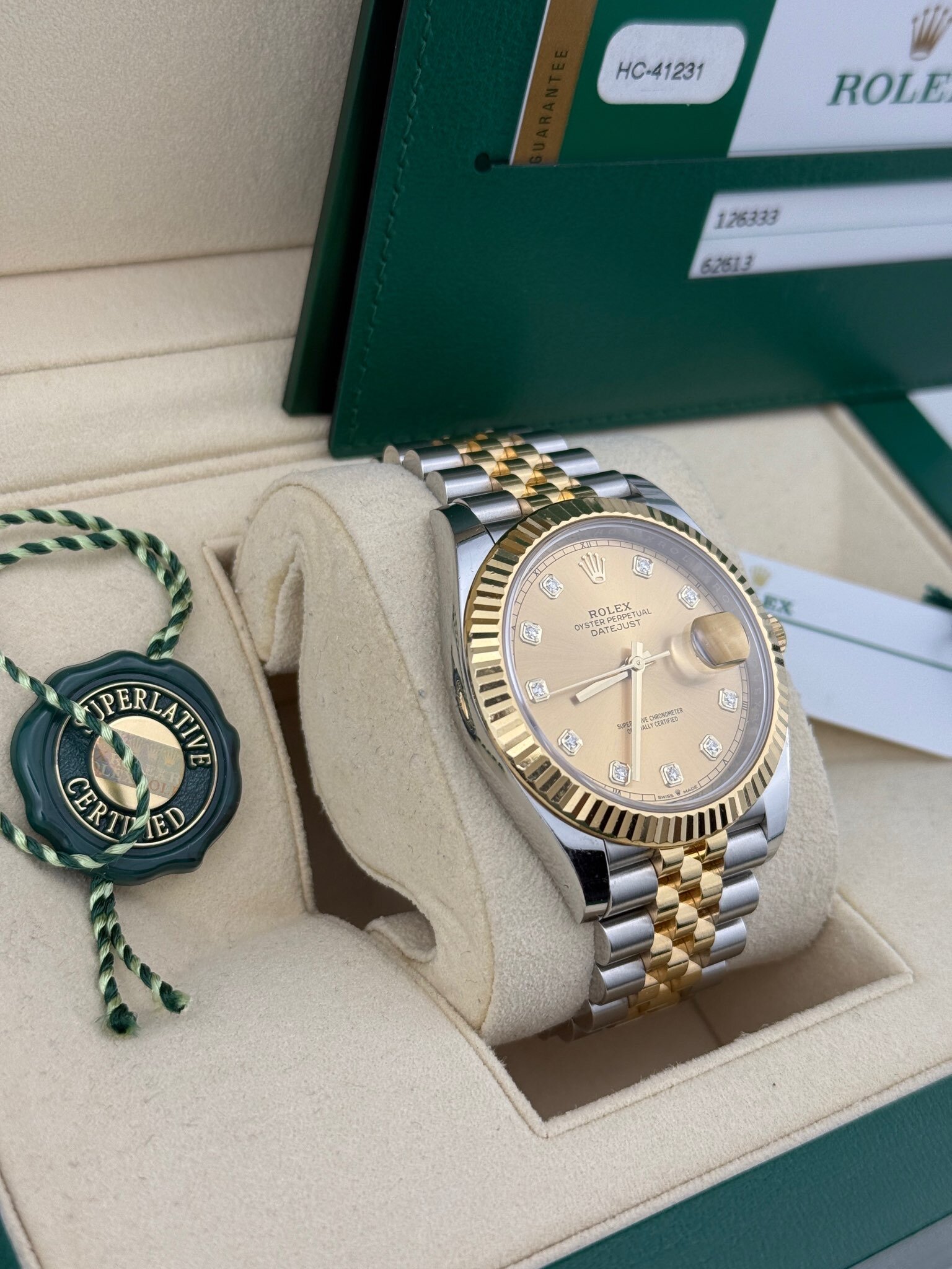 Rolex Datejust Champagne Diamond Dial 41mm 126333 - Image 3