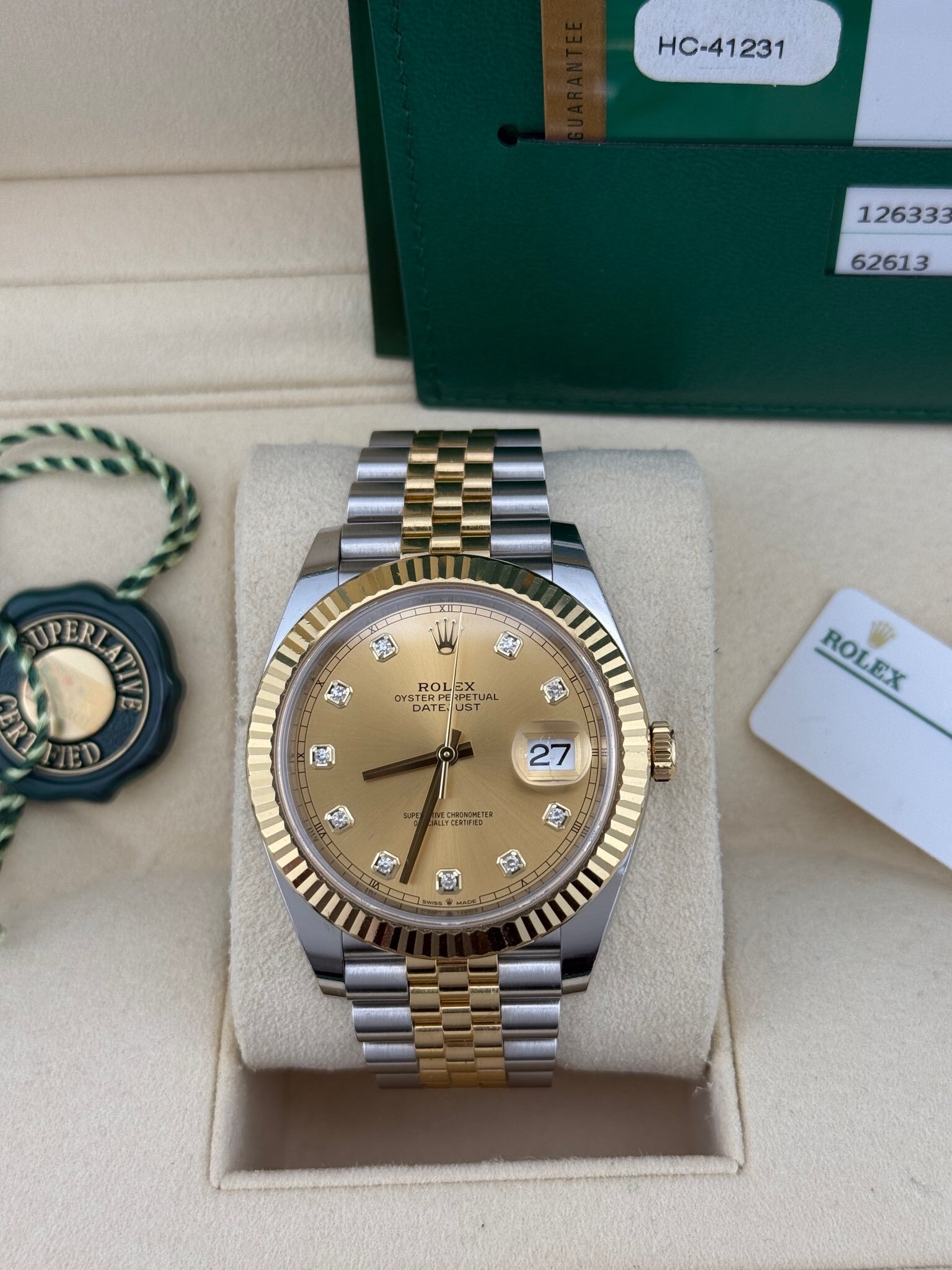 Rolex Datejust Champagne Diamond Dial 41mm 126333 - Image 2